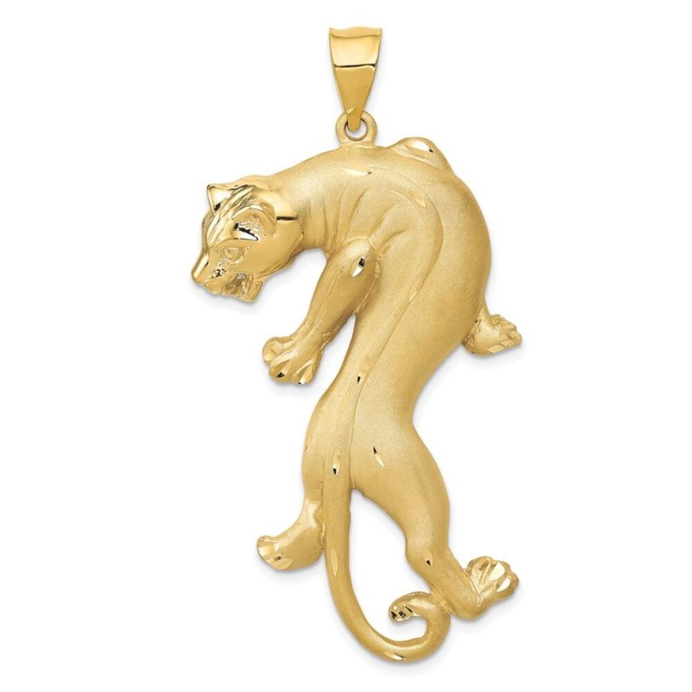14k Yellow Gold Large Vertical Panther Pendant
